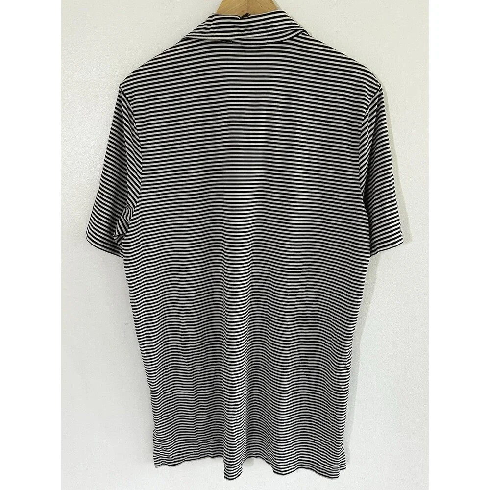 Men's Ralph Lauren RLX Polo Shirt Size Large Striped Black White Golf Preppy